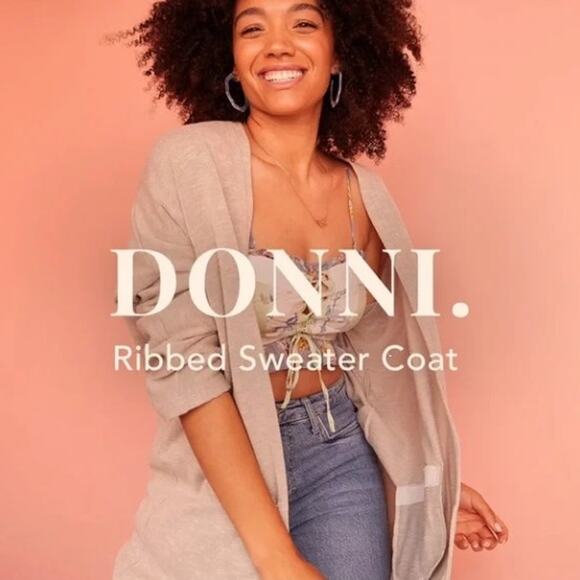 DONNI. Sweaters - Anthropologie Donni Striped Grey Ribbed Cardigan Size One Size Fits All Plus